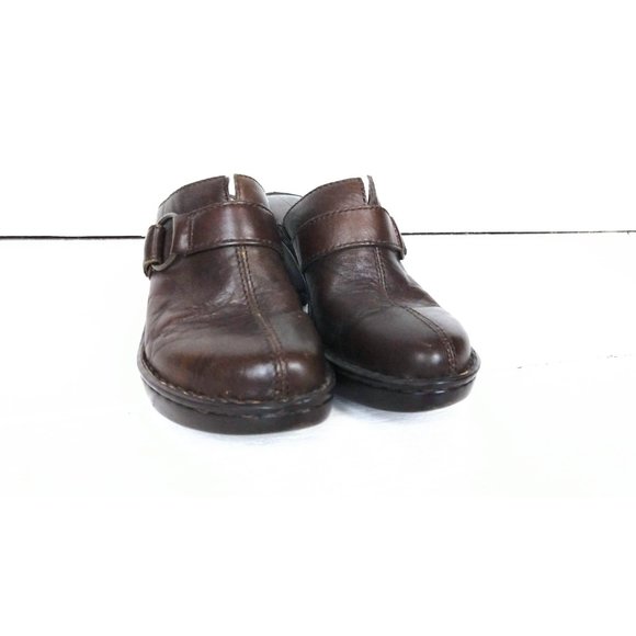 Dark brown leather Born clogs leather wedge sandals - Picture 3 of 7
